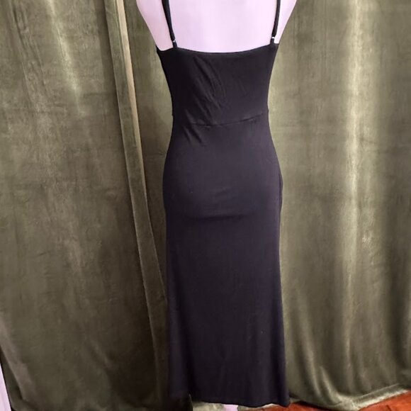 Women’s Black Midi Slip Dress with Side Ruched Drawstring – Size M - Picture 6 of 11
